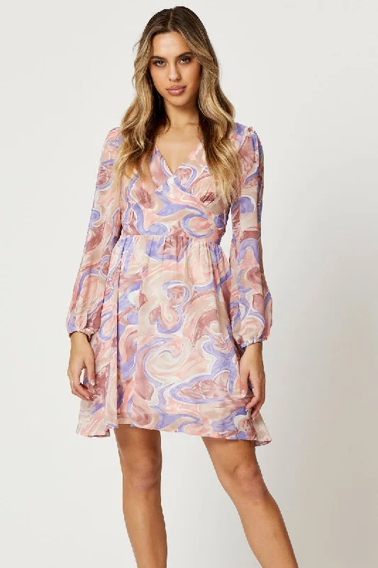 Print Mini Dress Long Sleeve Best mini dresses for curvy figures