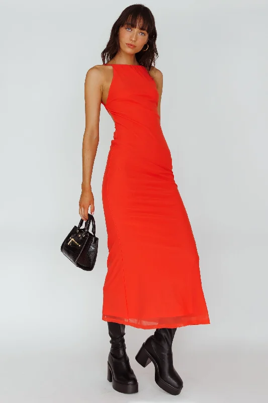 Genova Strappy Back Maxi Dress Coral