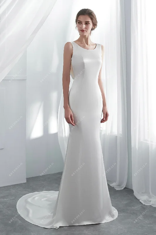 Designer Silky Satin Cowl Back Mermaid Wedding Dress