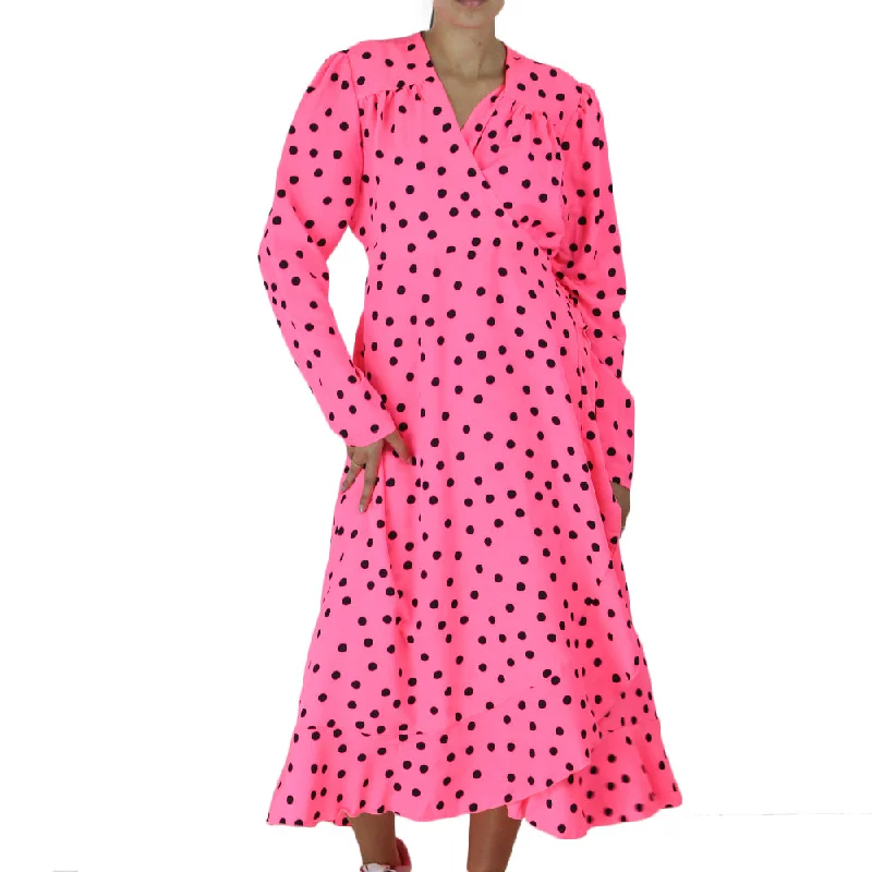 Women's Dotted Flare Dress,Pink