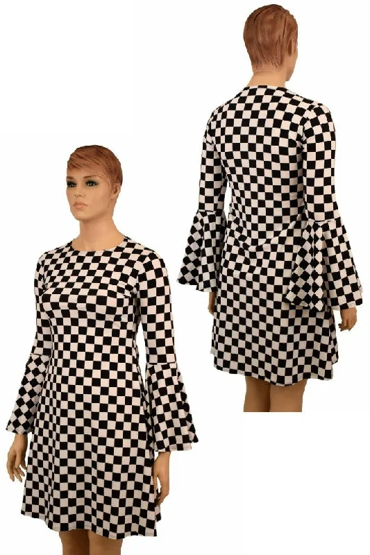 A-Line Black & White Mod Dress Printed unclassified dresses