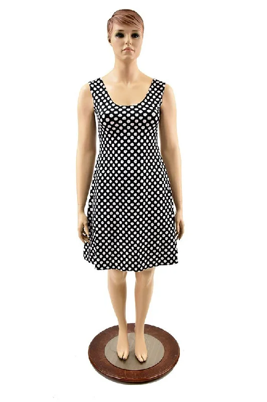 Black & White Polka Dot A Line Tank Dress Minimalist unclassified dresses