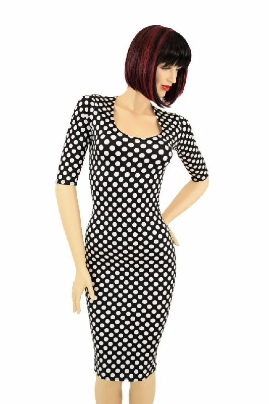 Black & White Polka Dot Wiggle Dress