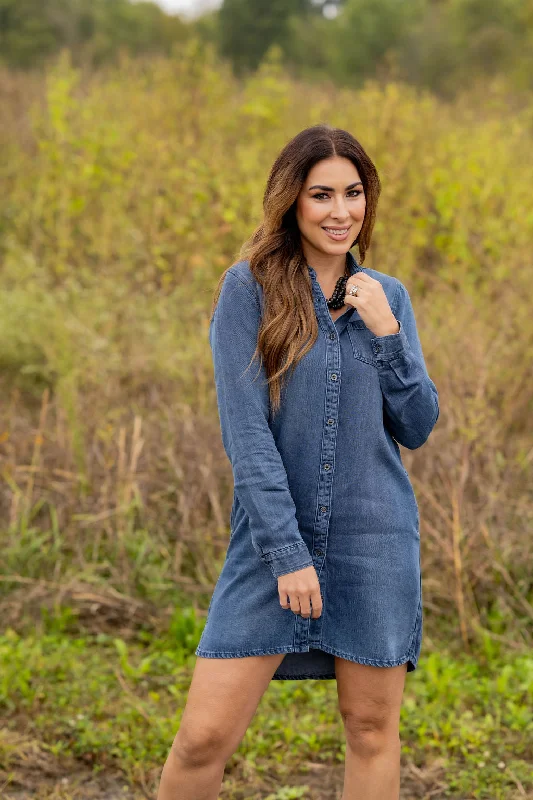 Denim Button Up Dress Fashionable unclassified dresses