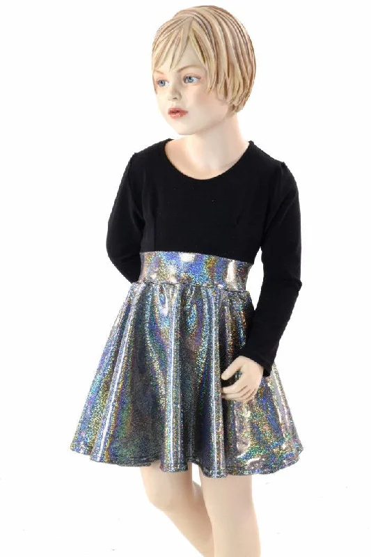 Girls Black & Silver Skater Dress