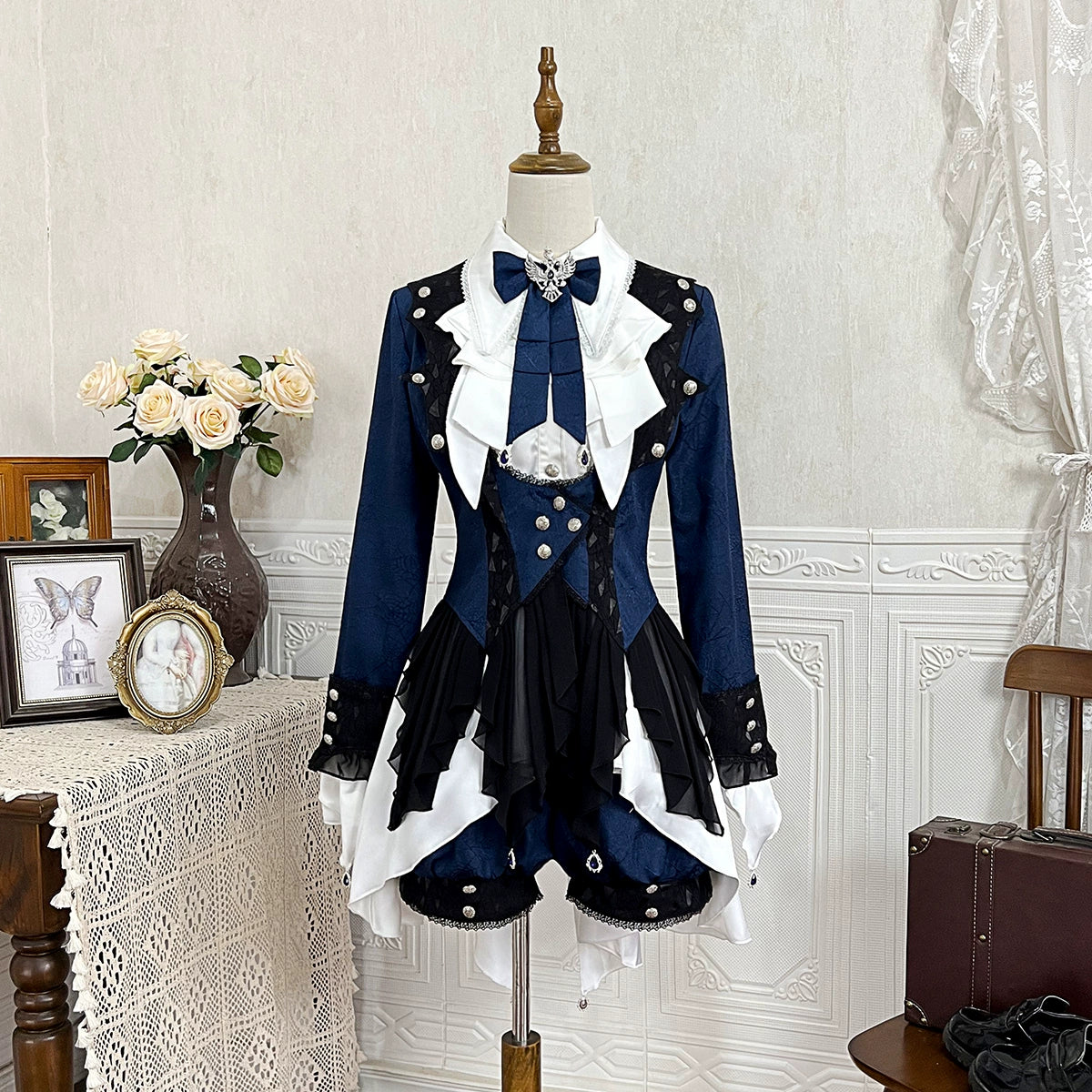 (BFM)Xiongdoujiang~Chris' Son~Gothic Lolita Coat Shorts Irregular Hem Dress Set