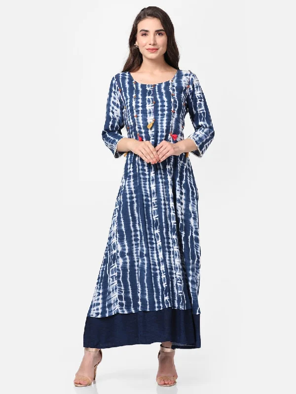 Indigo Stripe Printed Dress