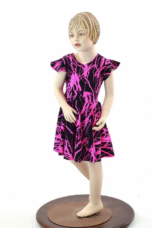 Girls Pink Lightning Skater Dress