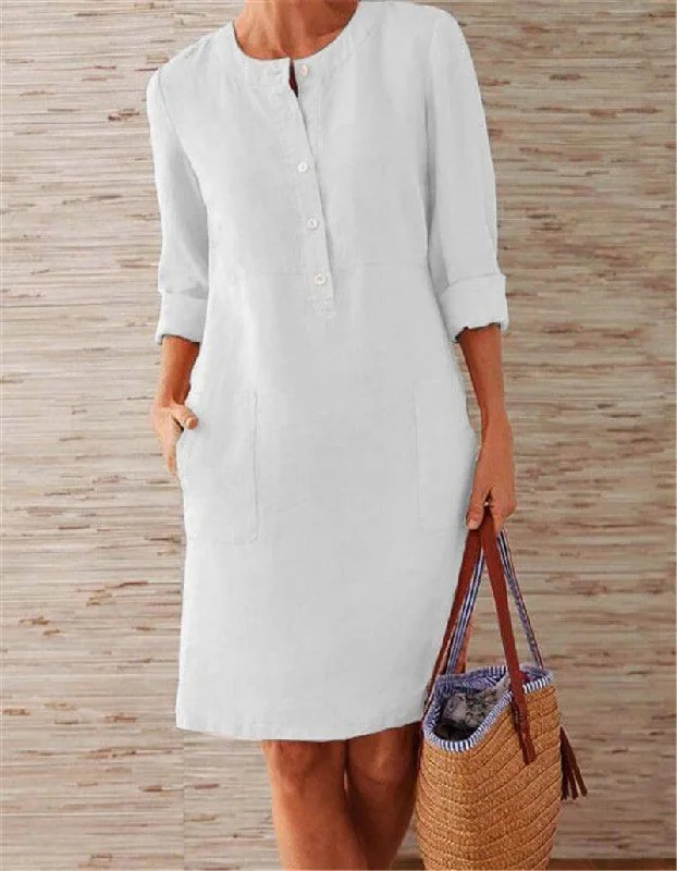 Flowy Cotton Linen Dress - Perfect for Comfortable Summer Wear