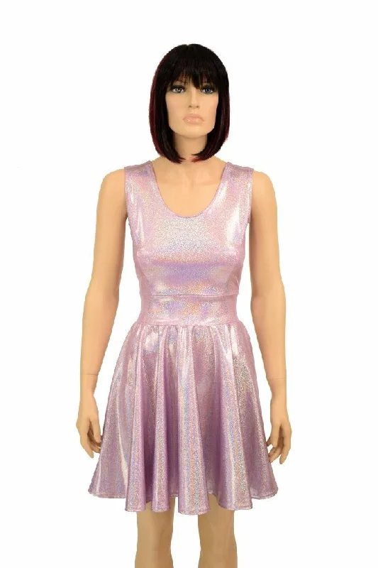 Lilac Holographic Skater Dress