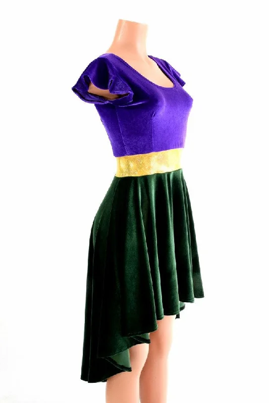 Mardi Gras Velvet Hi Lo Skater Dress