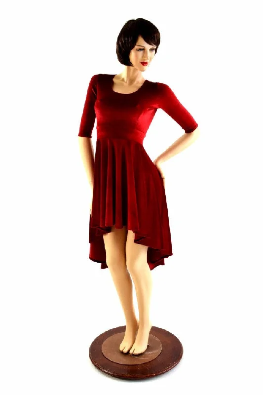 Red Velvet Hi Lo Skater Dress