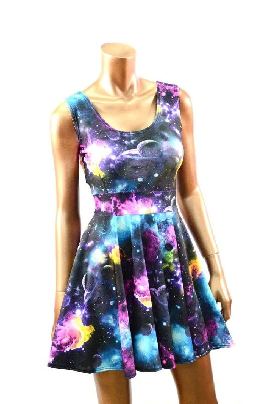 UV Glow Galaxy Tank Skater Dress